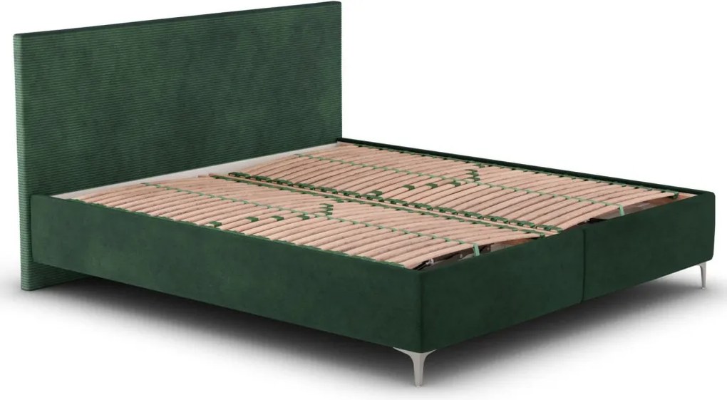 Posteľ s roštmi Stephano 180x200 cm, zelená štrukturovaná látka