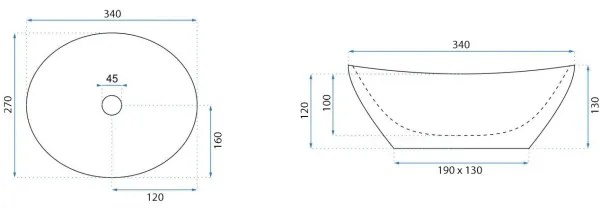 REA-U8014 - Umývadlo na dosku SOFIA MINI 27 × 34 cm, keramika / mramorový dekor