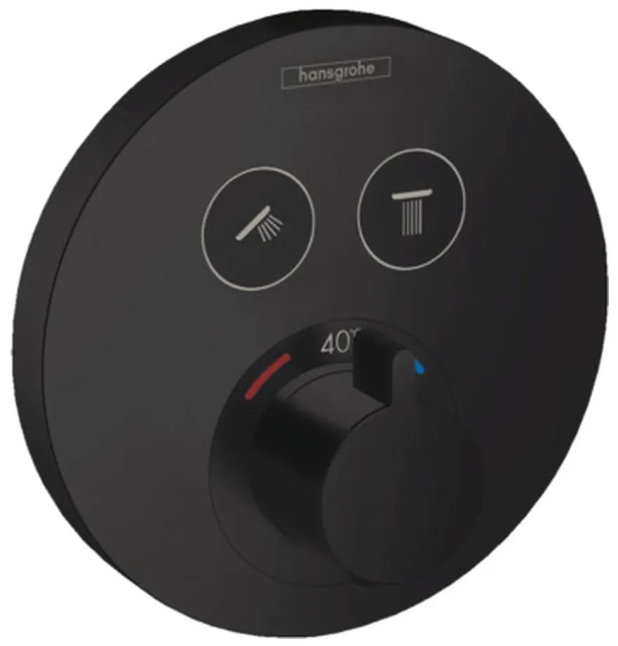 Hansgrohe Shower Select, termostatická batéria pod omietku na 2 spotrebiče, čierna matná, 15743670