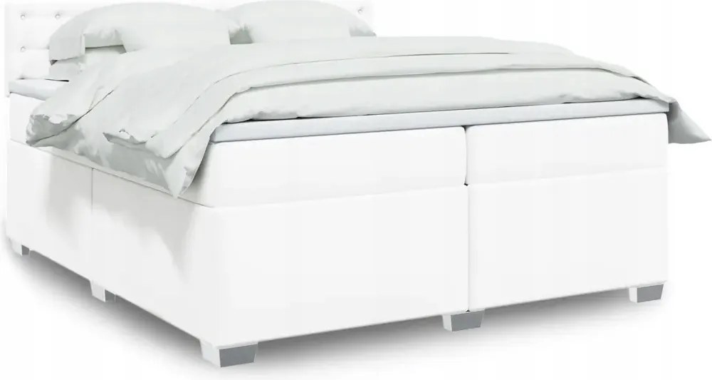 vidaXL Boxspring posteľ s matracom biela 200x200 cm umelá koža