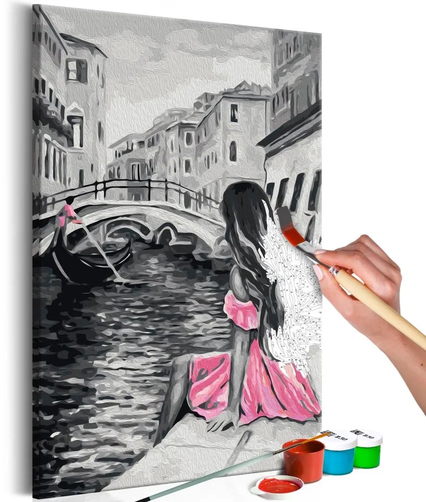 Maľovanie podľa čísiel - Venice (A Girl In A Pink Dress) 40x60