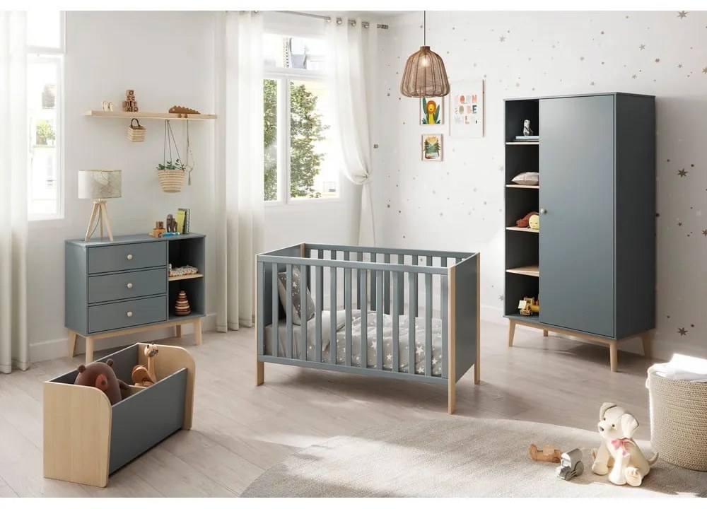 Postieľka 60x120 cm v prírodnej farbe/sivozelená Esteban – Marckeric