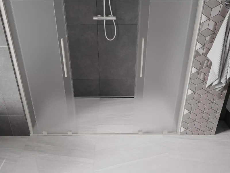 Mexen Velar Duo, posuvné sprchové dvere do otvoru 200 cm, 8mm sklo námraza, brúsená oceľ, 871-200-000-32-97