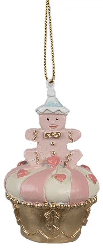 Ružovo-zlatá vianočná ozdoba Cupcake - Ø 5*8 cm