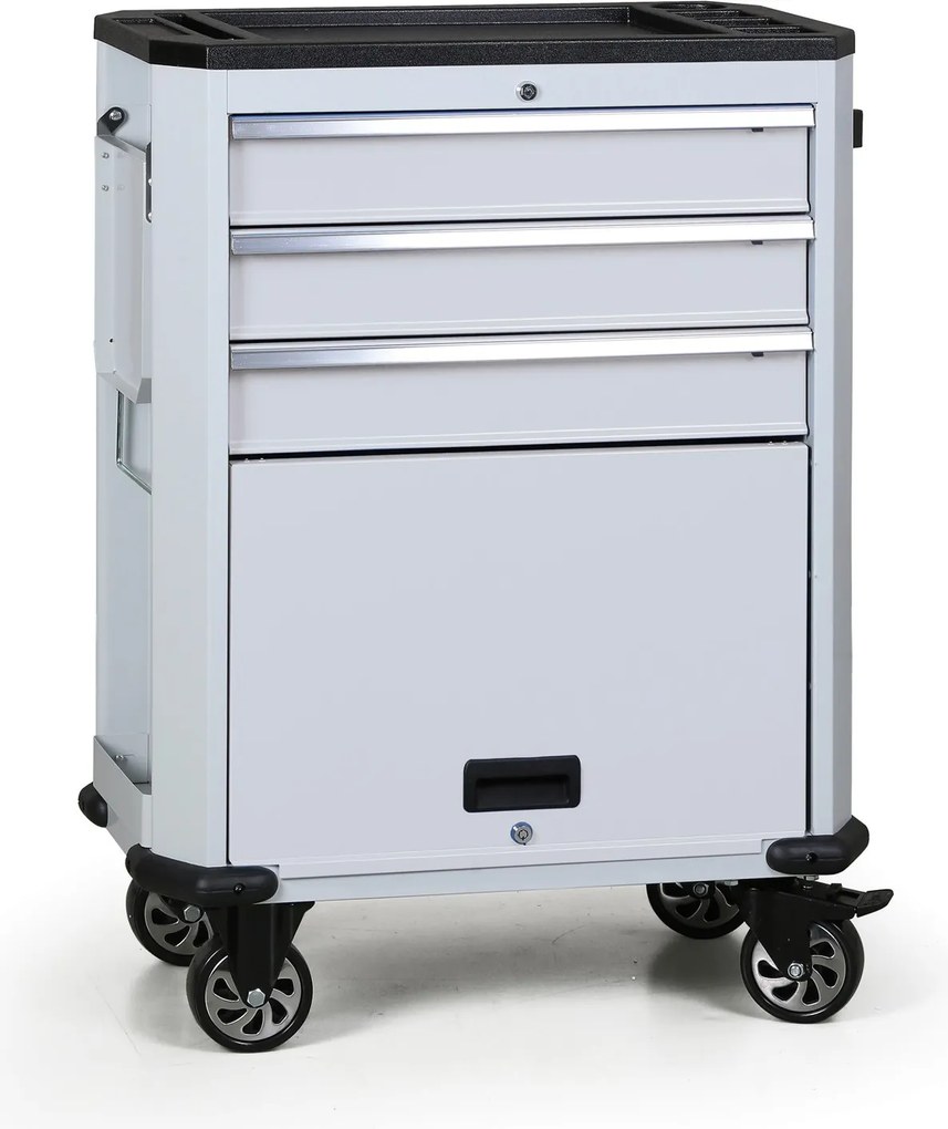 Pojazdný dielenský vozík na náradie G2, 4 zásuvky, sivá