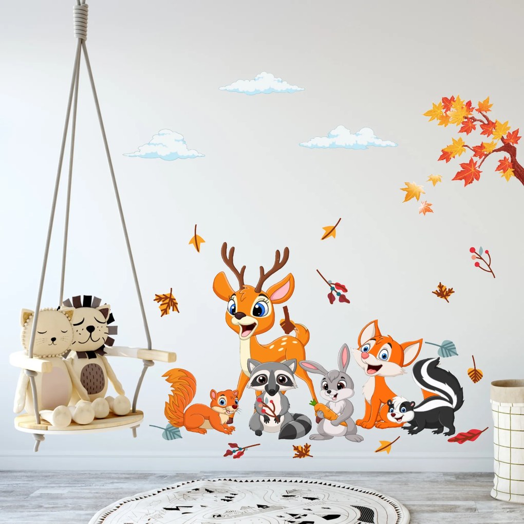 PIPPER | Samolepka na stenu "Lesné zvieratká 3" 180x160cm