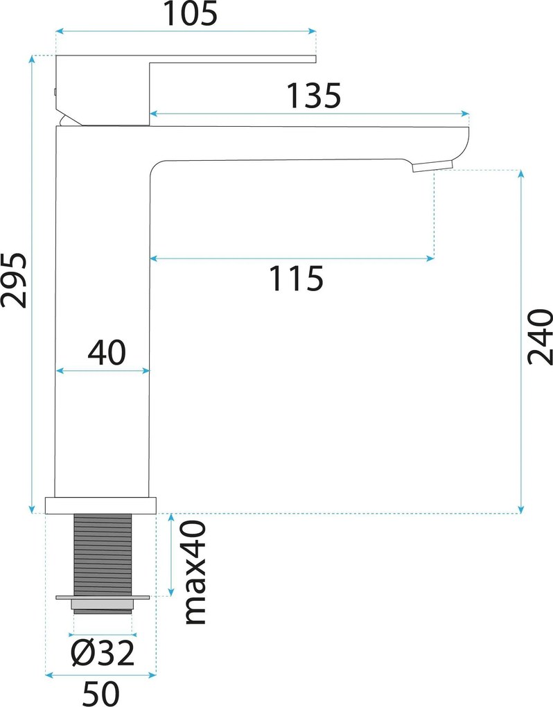 Rea Logan, vysoká umývadlová batéria h-295 mm, brúsená oceľ, REA-B6684