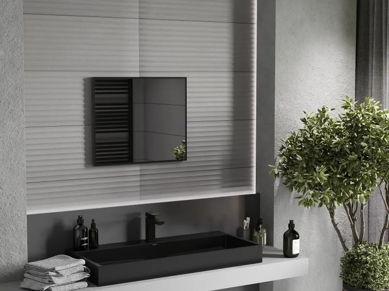 Mexen Loft kúpeľňové obdĺžnikové zrkadlo 60 x 50 cm, čierny rám - 9852-060-050-000-70
