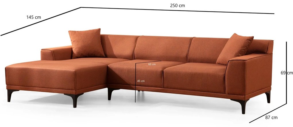 Rohová sedačka Petrafonzo (L) (oranžová + čierna). Akcia -18%. Vlastná spoľahlivá doprava až k Vám domov. 1106945