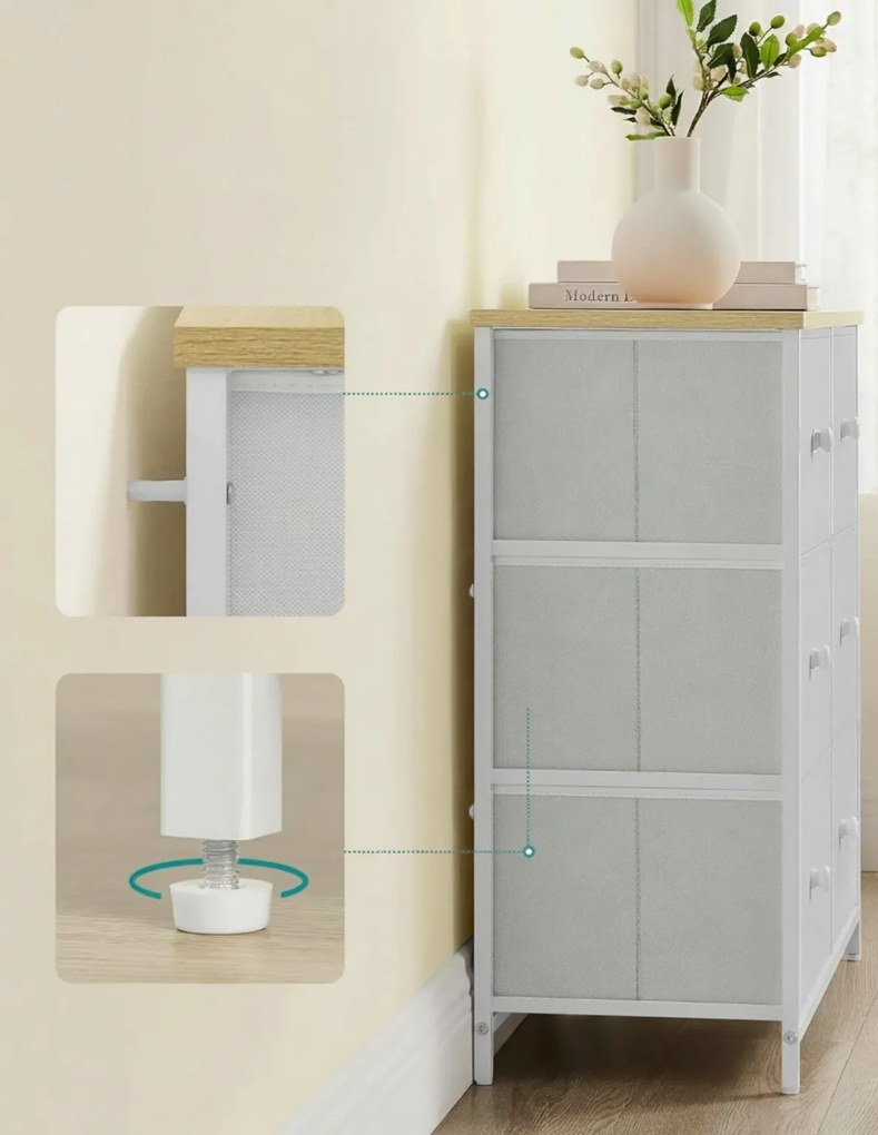 Komoda so zásuvkovými boxmi HESTO 80x71 cm, dub/biela