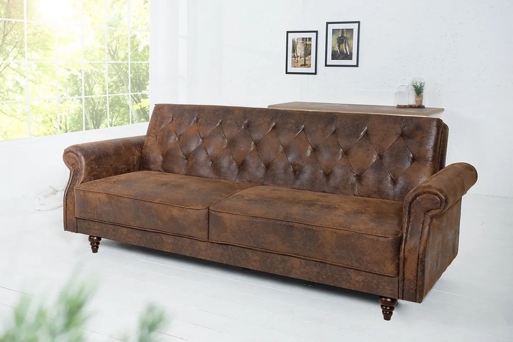 Dizajnová sedačka Scarlet Belle II - 220 cm rozkladacia - antická hnedá