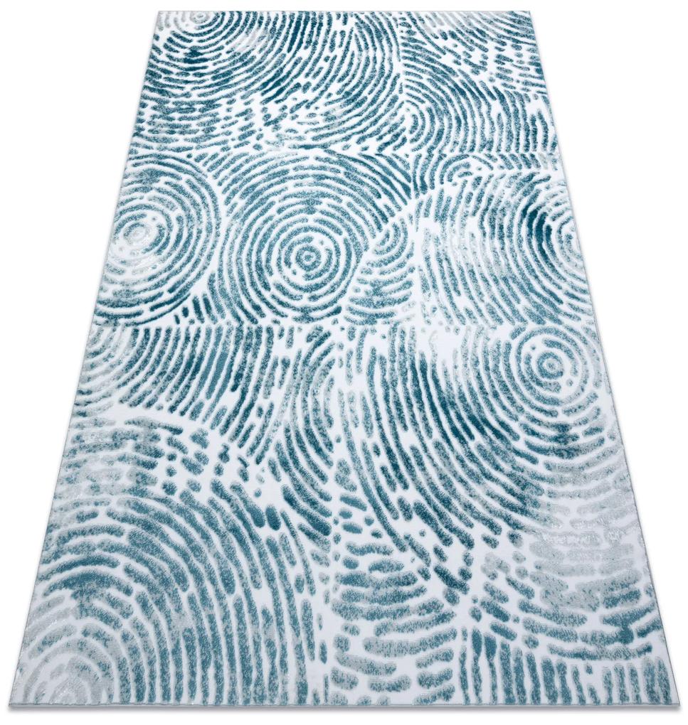 Moderný MEFE koberec 8725 vzor odtlačok prstu - Štrukturálny, dve vrstvy rúna krém / modrý