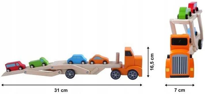 MULTISTORE Drevené nákladné auto + 4 autá Ecotoys