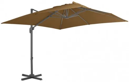 vidaXL Závesný slnečník s hliníkovou tyčou 300x300 cm hnedo-sivý-