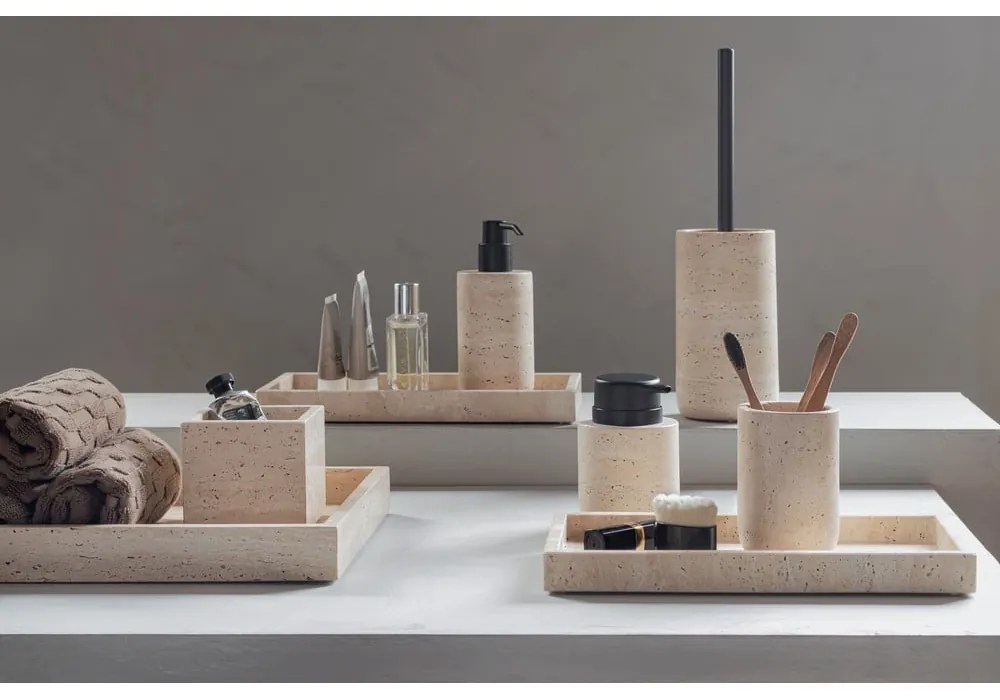 Béžový kamenný téglik na zubné kefky Travertine – Mette Ditmer Denmark