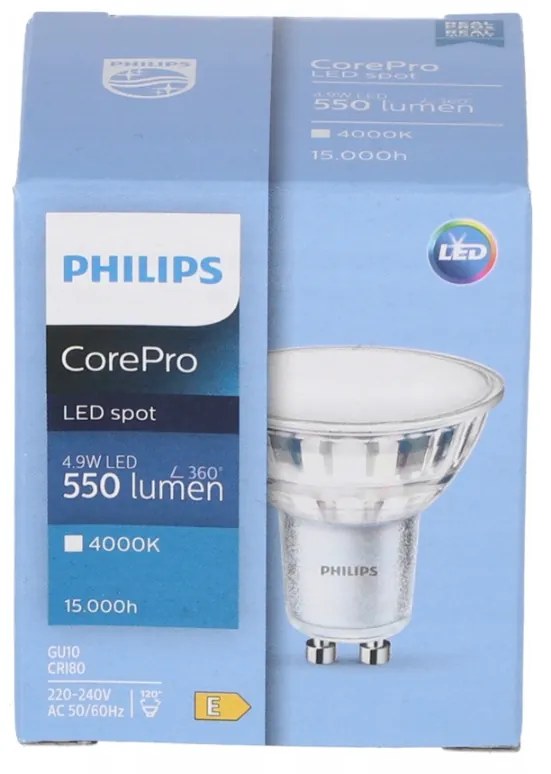 LED žiarovka Philips Corepro GU10 - 4,9 W - 550 Lm - neutrálna biela - Premium