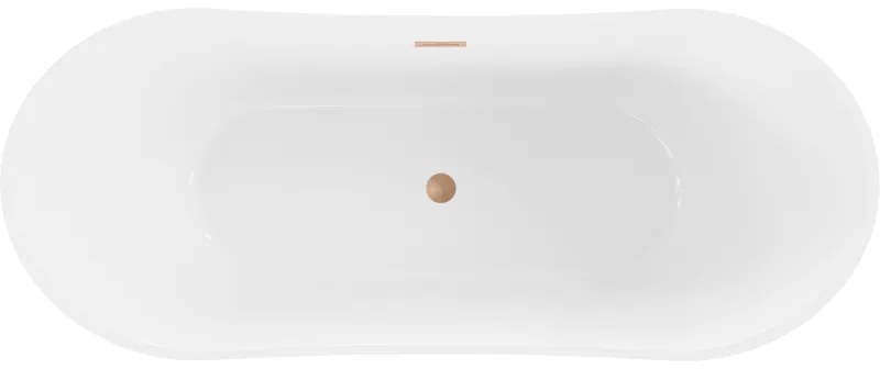 Mexen Celia, voľne stojaca vaňa 170 x 75 cm, biela, medený prepad, 52331707500-65