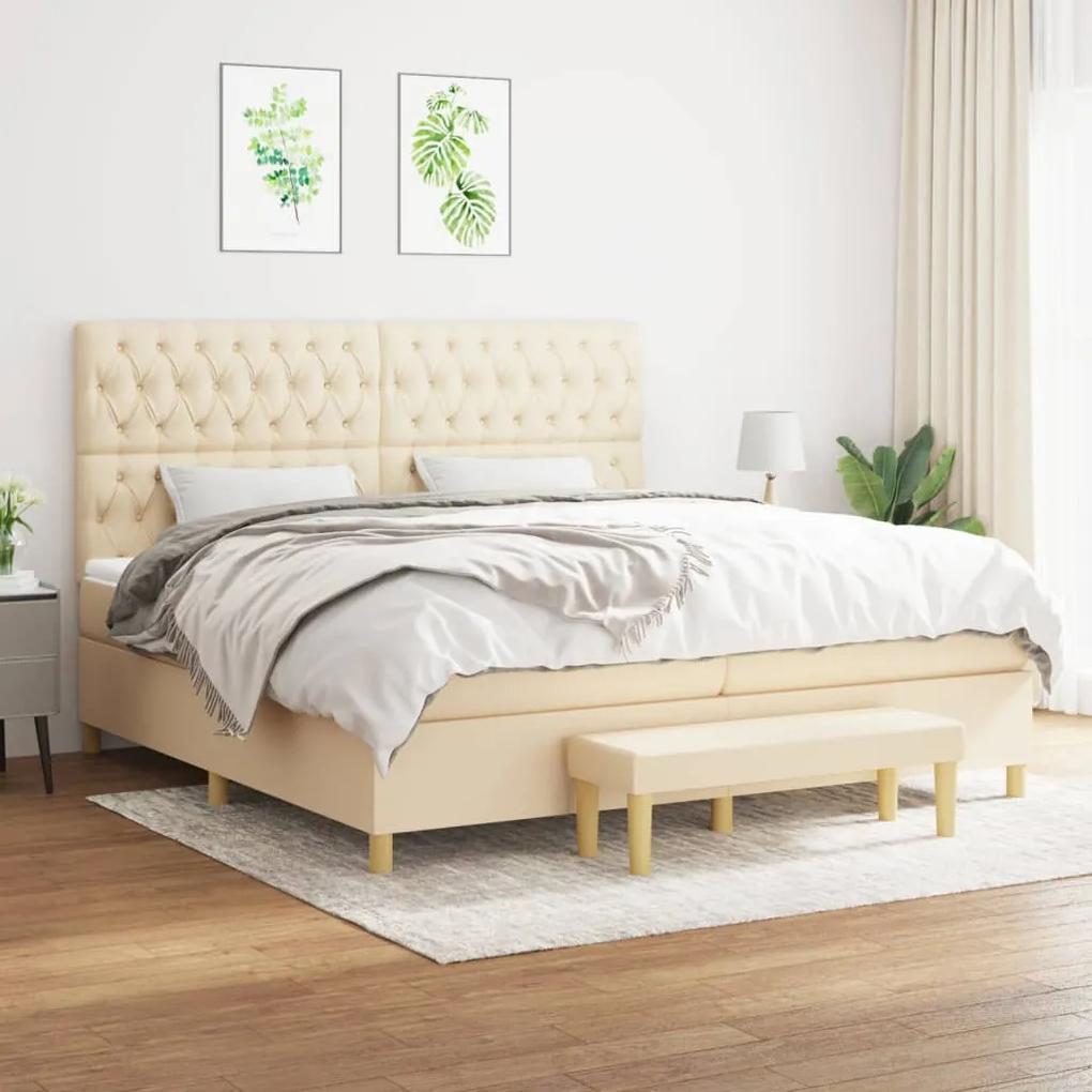 Boxspring posteľ s matracom krémová 200x200 cm látka 3137426
