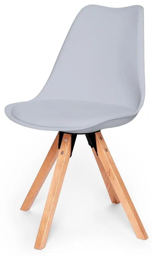 Sivá stolička s podnožím z bukového dreva loomi.design Eco