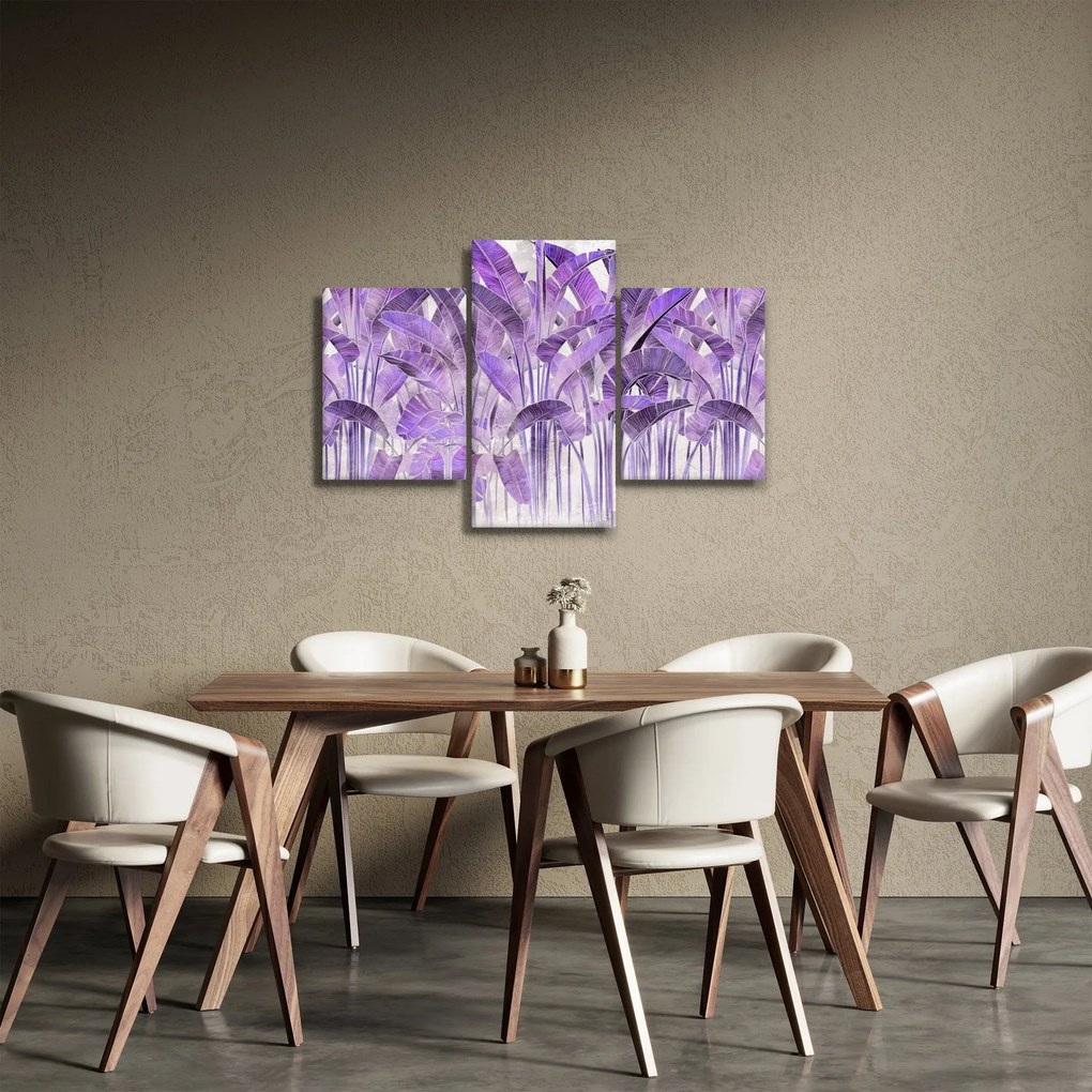Obraz - Fialové listy v omietke (90x60 cm)
