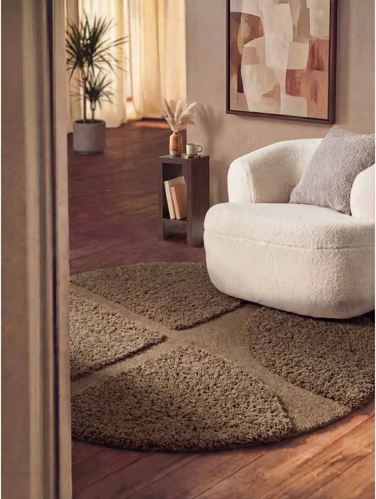 Hnedý ručne tkaný okrúhly koberec ø 200 cm Lambeth Jasper – Ted Baker