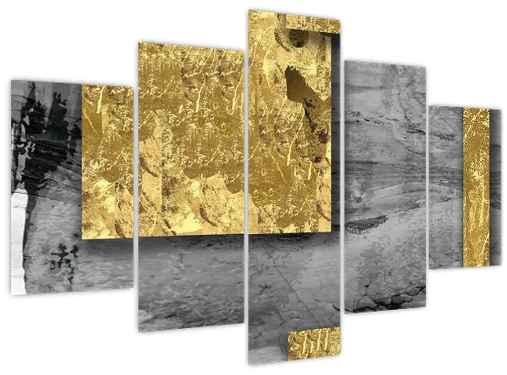Obraz - Zlaté štvorce N⁰2 (150x105 cm)