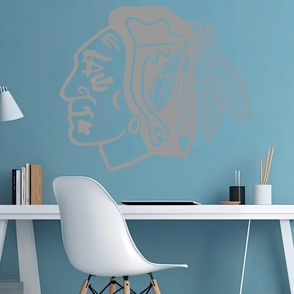 Veselá Stena Samolepka na stenu na stenu Hokejový tím Chicago Blackhawks Farba: černá