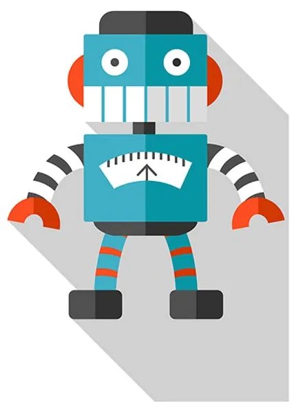 Plagát s paspartou modrý robot na bielom pozadí - 30x45 silver