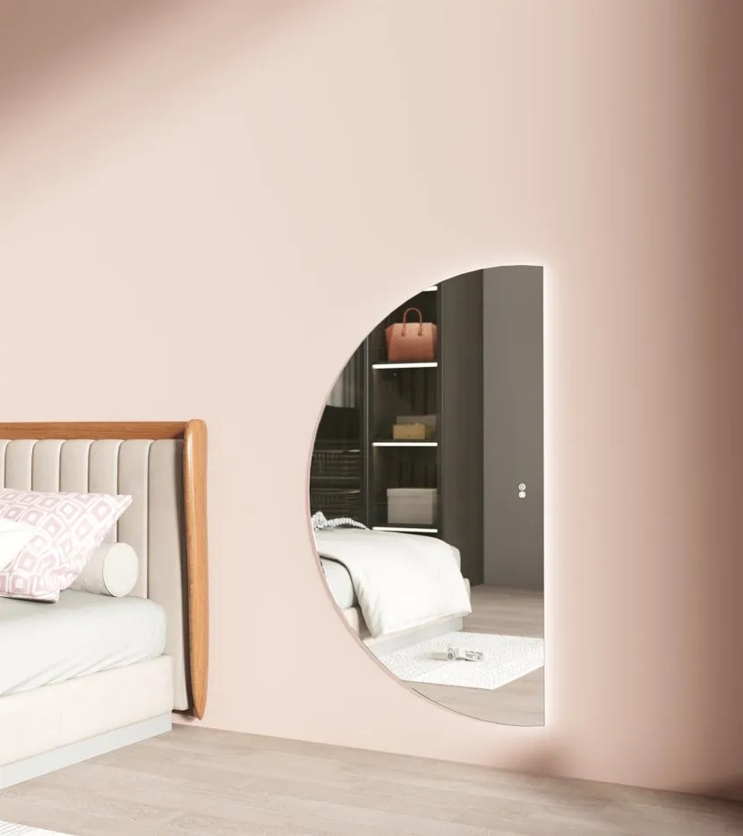 Erga Kori, polkruhové LED zrkadlo 70x120cm, 2760 lm, 3 farby svetla, ERG-V01-KORI-7012-CL