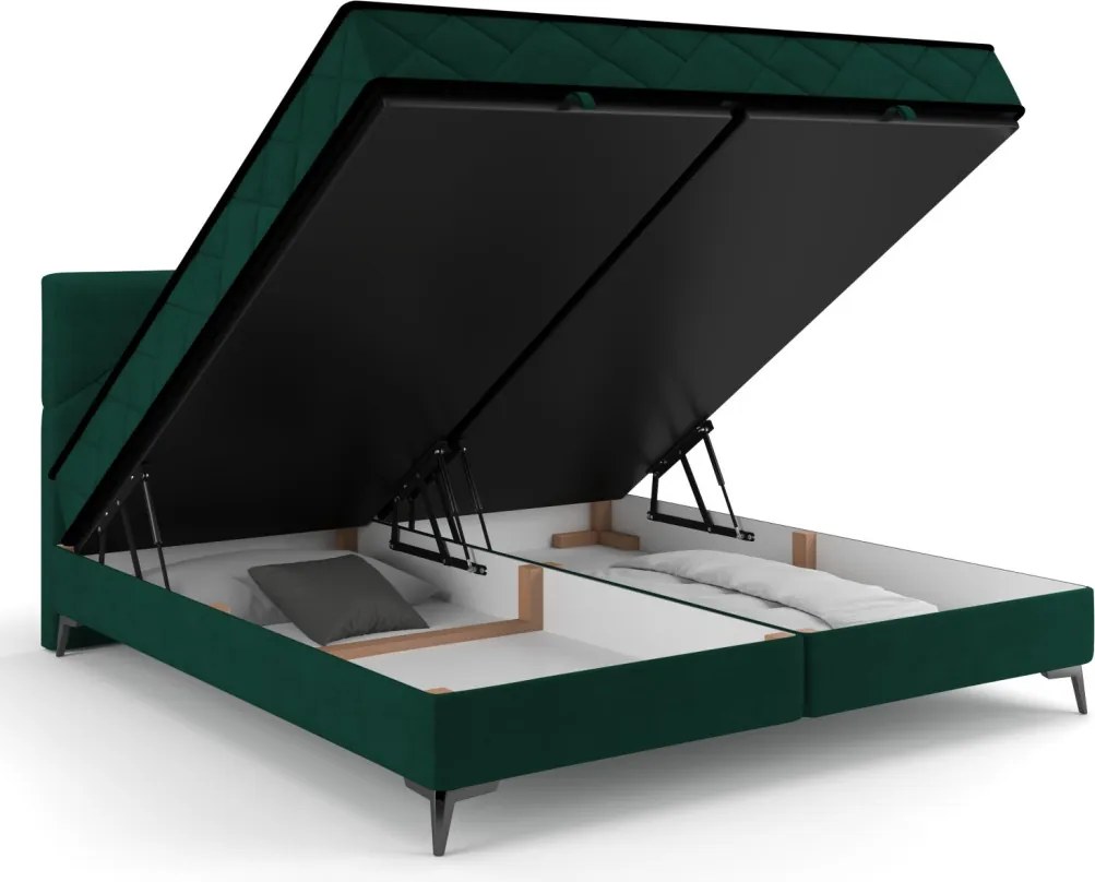 Posteľ Parana 180x200 cm, fľaškovo zelená zamatová látka