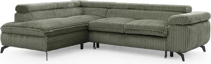 Zelená menčestrová rohová pohovka (ľavý roh/do L) Marbeya – Ropez