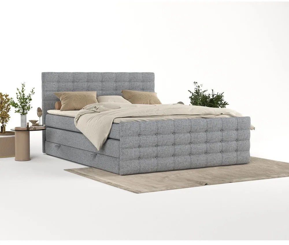 Sivá boxspring posteľ s úložným priestorom 180x200 cm Blend – Maison de Rêve