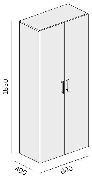 Kancelárska skriňa vysoká SOLID, 800 x 400 x 1830 mm, biela
