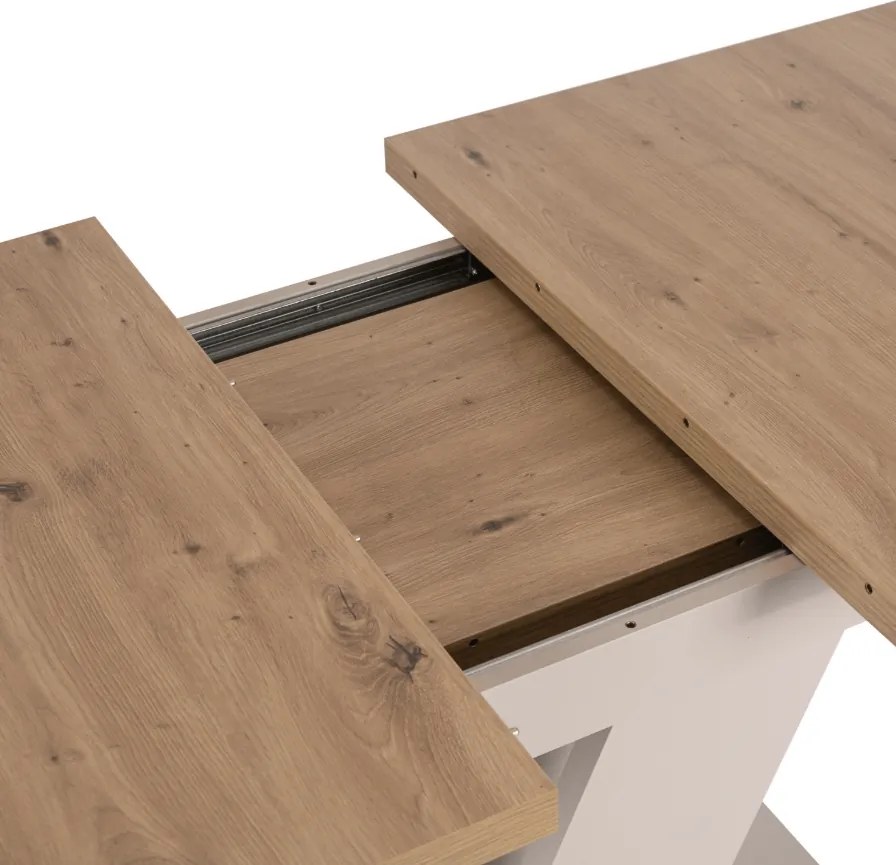 Rozkladací stôl CLARK 120-160 cm, dub Artisan/kašmír