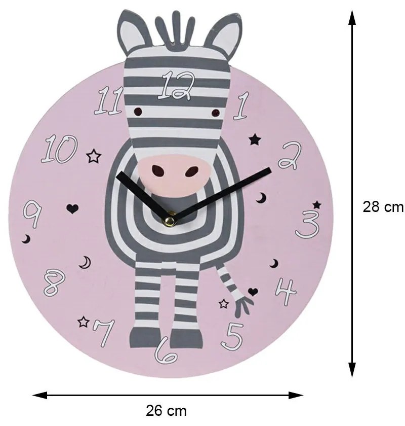 Detské nástenné hodiny Zebra, viacfarebná