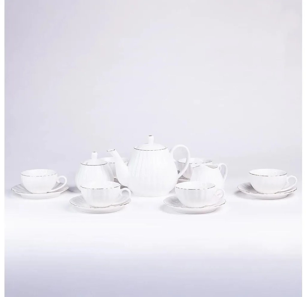 Porcelánová 15-dielna kávová súprava, biela