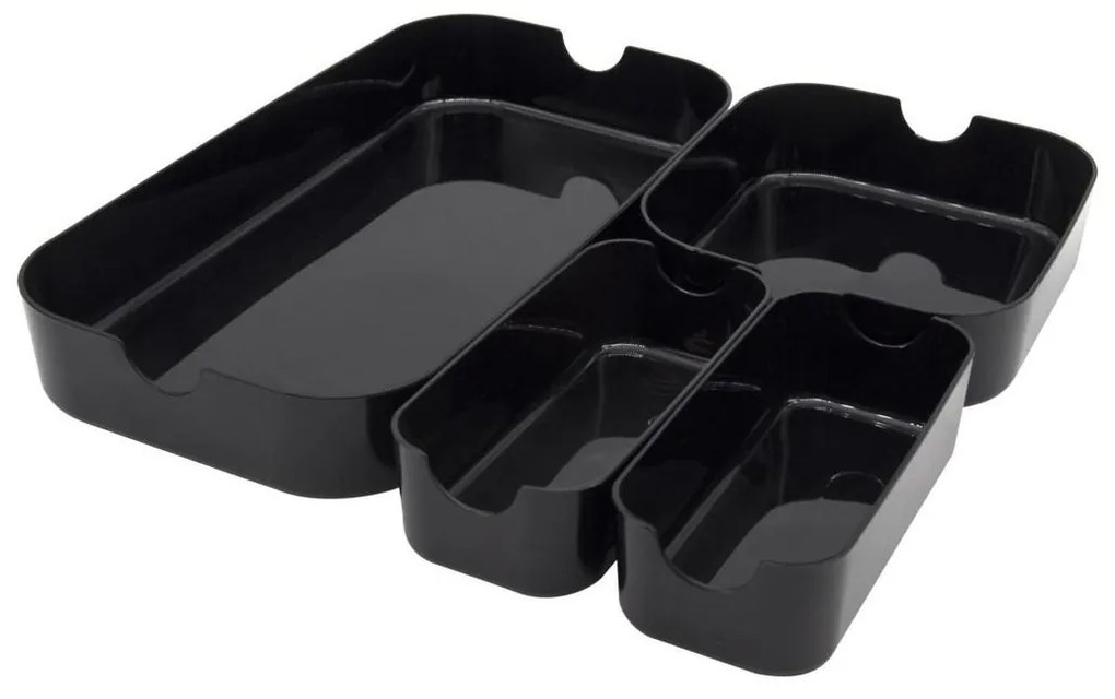 Organizér do zásuvky, do kuchyne aj do kúpeľne, sada 4 ks ESSENTIAL, čierna