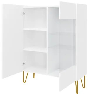 Vitrína Animere White AWT97, Farby:: biela / biela + mramor bianco
