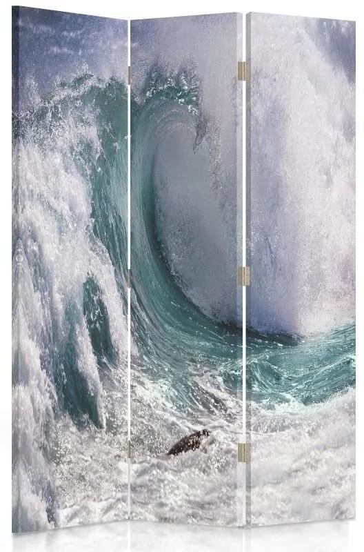 Ozdobný paraván Přírodní vlny moře - 110x170 cm, trojdielny, obojstranný paraván 360°