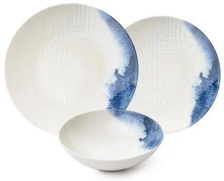 Jedálenská súprava 24 ks biela/modrá/porcelán