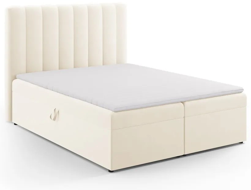 Béžová boxspring posteľ s úložným priestorom 160x200 cm Gina – Milo Casa