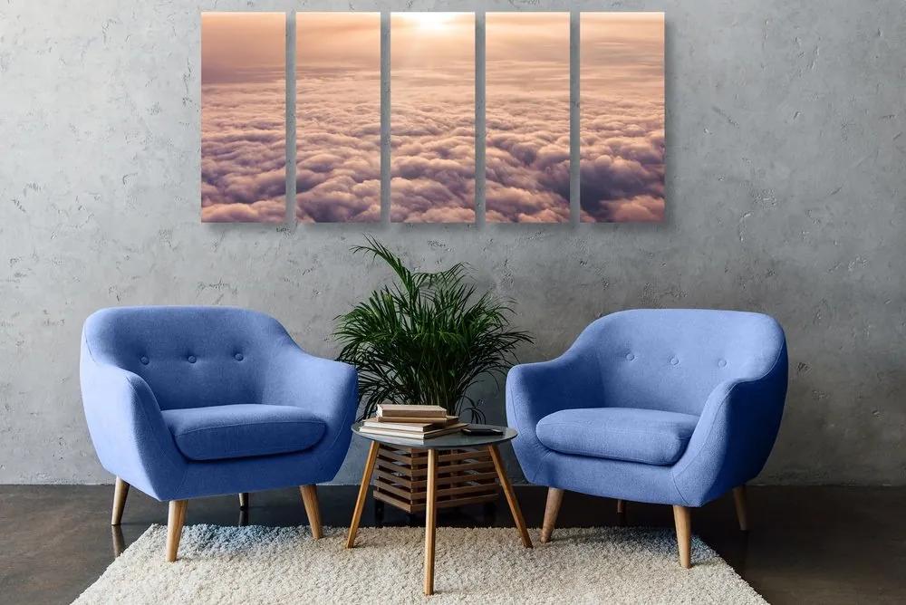 5-dielny obraz západ slnka z okna lietadla - 200x100