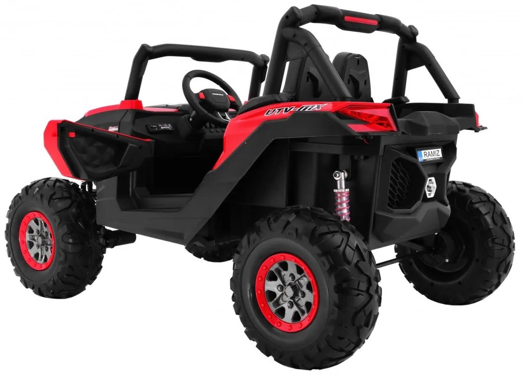 RAMIZ ELEKTRICKÁ AUTÍČKO JEEP UTV - MX - ČERVENÁ - 4X4 MOTOR - 4x45W BATÉRIA - 2 x 12V/7Ah - 2023