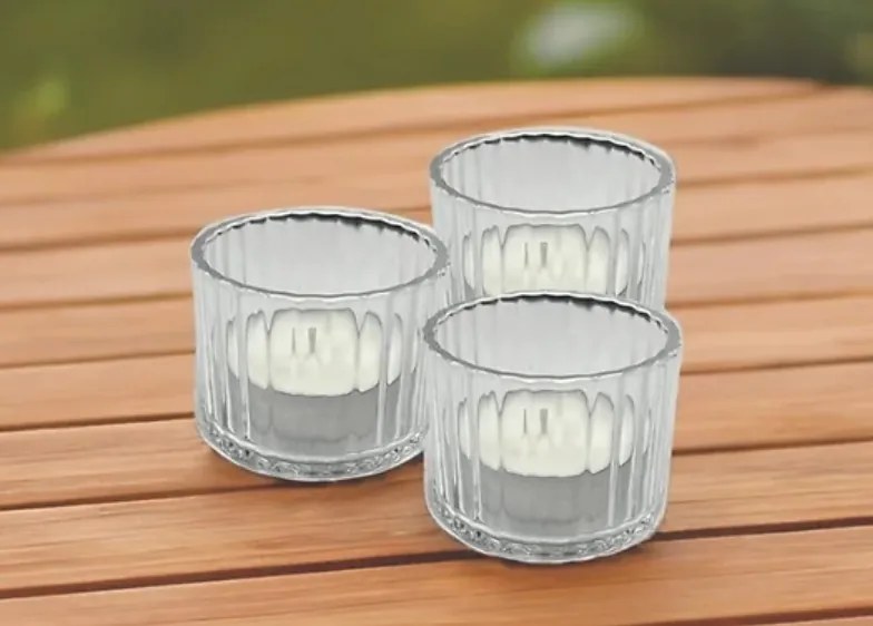Set 3 sklenených svietnikov LUCID, 6 cm