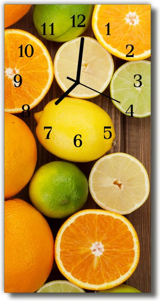 Nástenné hodiny vertikálne  Oranžová ovocná kuchyne