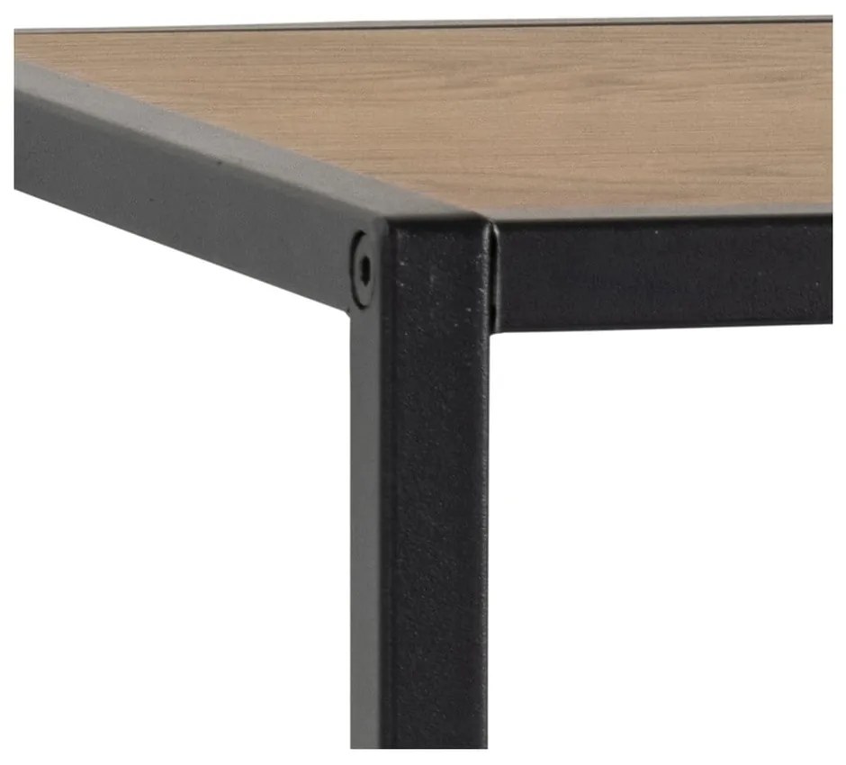 Nástenný vešiak v dekore duba s poličkou v čierno-prírodnej farbe Seaford – Actona