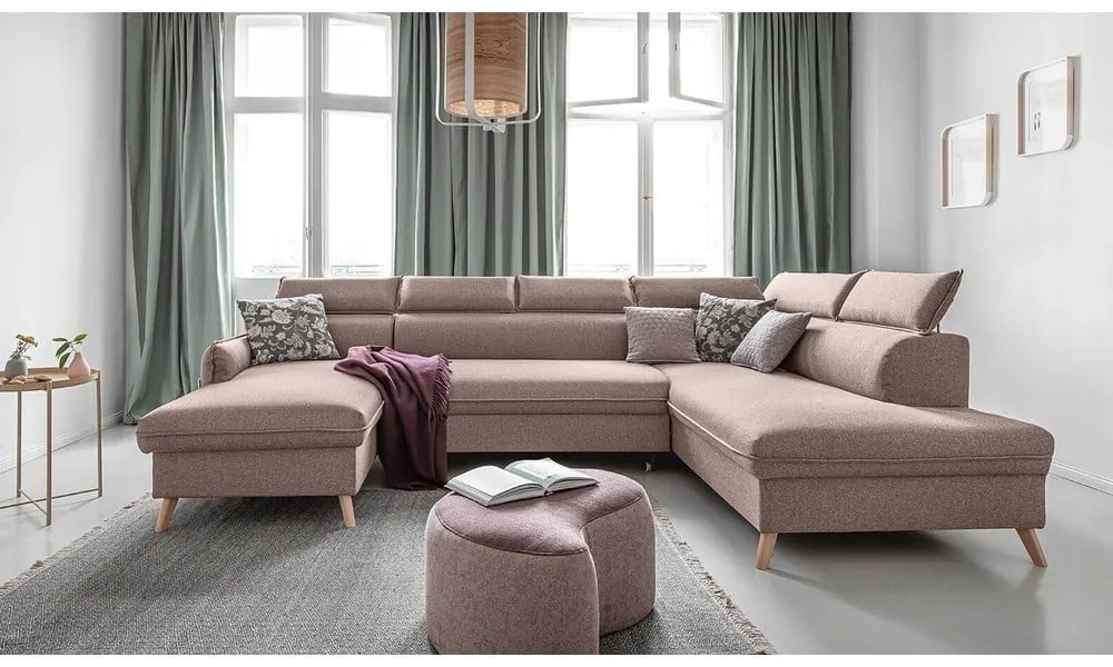 Béžová rozkladacia rohová pohovka (pravý roh) Sweet Harmony – Miuform