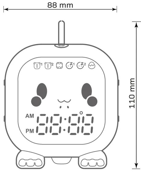 LED RGBW Stmievateľná detská nočný lampička s budíkom FILIP LED/1,5W/5V 1500 mAh