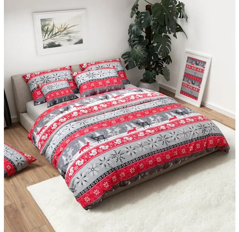 Flanelové obliečky z mikrovlákna SNOWY FOREST sivé Rozmer obliečky: 70 x 90 cm | 140 x 220 cm