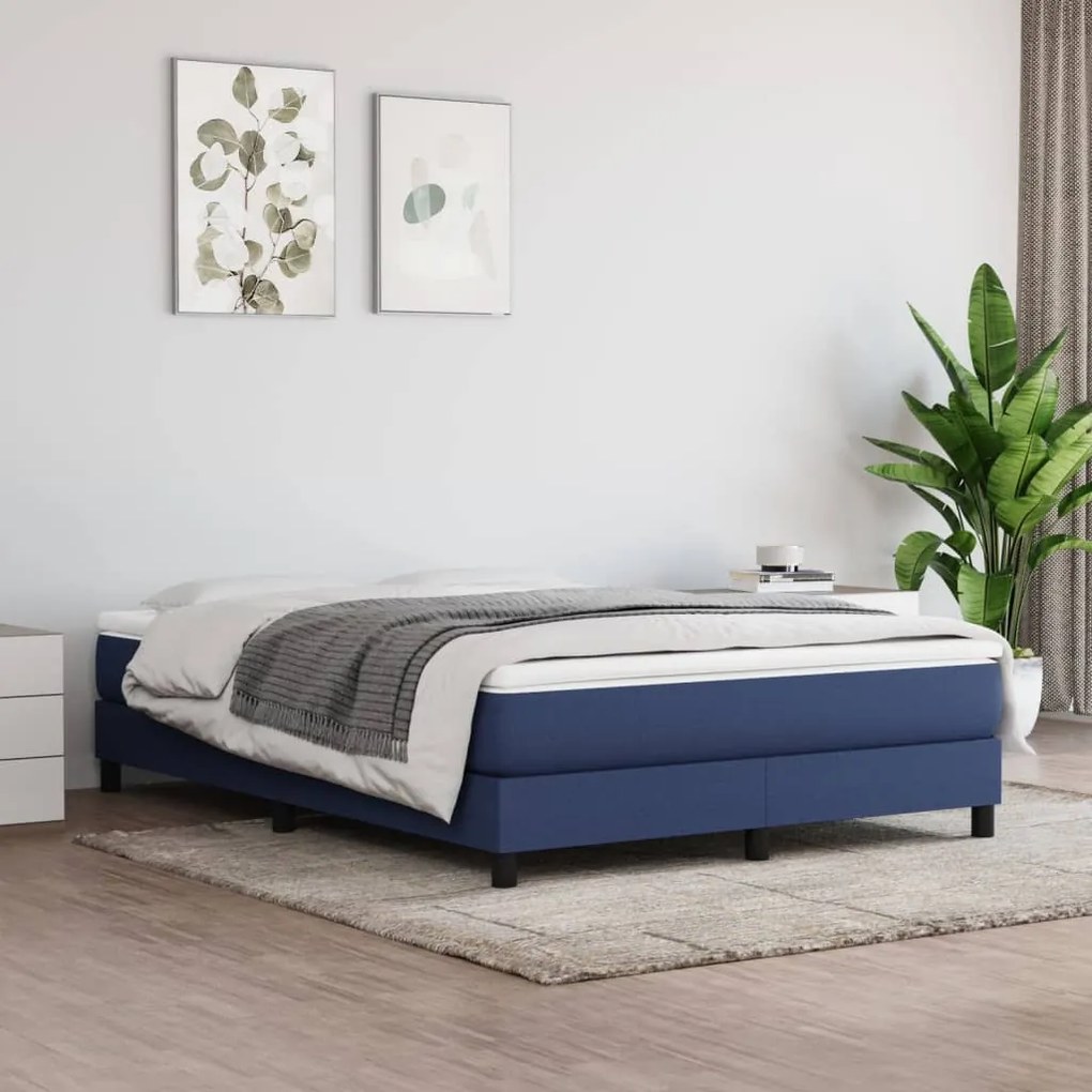 Posteľný rám boxspring s matracom modrý 140x200 cm látka 3144083